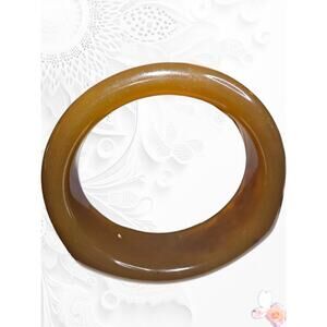 Vintage Bakelite Asymmetrical Honey Butterscotch Translucent Bangle Thick #1